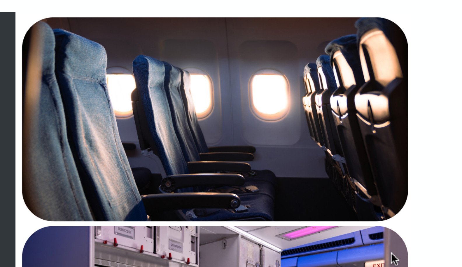 Window seat detail — RGBWW pre-lit cabin